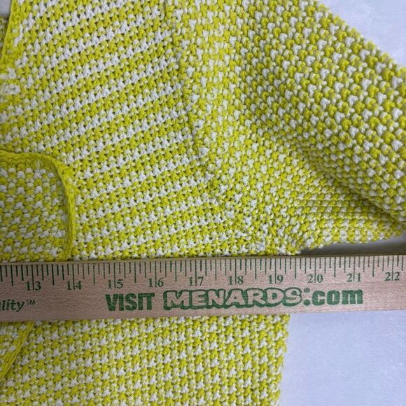 Boden Yellow & White Striped Knit 100% Cotton Open Blazer Jacket Size US 10 - Picture 7 of 12